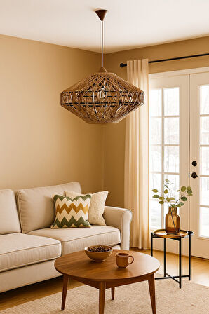 Doğal,Hasır,El Yapımı  Bohem,Rustik,Jüt,Sarkıt Avize