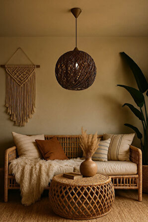 Doğal el yapımı  Bohem-Rustik-Modern-Jüt-Yapımı Sarkıt Avize