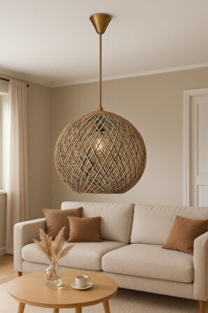 Doğal el yapımı  Bohem-Rustik-Modern-Jüt-Yapımı Sarkıt Avize