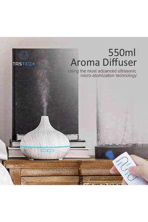 Aroma Terapi Oda Hava Nemlendirici 550ml Ultrasonik Buhar Makinesi Ahşap Görünüm 7 Renk Led Işıklı