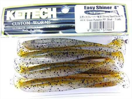 Keitech Easy Shiner 10cm (4") #414 Green Pumpkin PP Shad Kokulu Silikon Balık