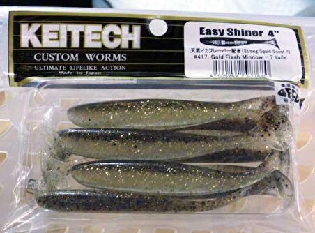 Keitech Easy Shiner 10cm (4") #417 Gold Flash Minnow Kokulu Silikon Balık