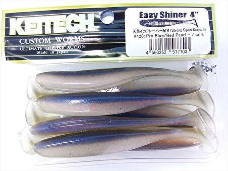 Keitech Easy Shiner 10cm (4") #420 Pro Blue / Red Pearl Kokulu Silikon Balık