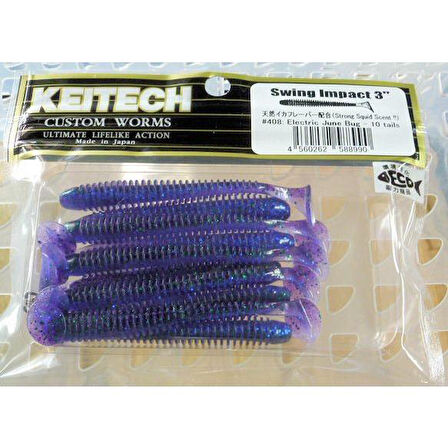 Keitech Swing İmpact 7.5cm (3") #408 Electric June Bug Kokulu Silikon Balık