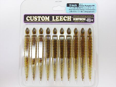 Keitech Custom Leech 7.6cm (3") #101C Green Pumpkin PP