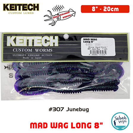 Keitech Mad Wag Long 20cm (8") #307 Junebug Kokulu Silikon Kurt