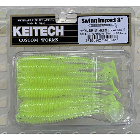 Keitech Swing İmpact 7.5cm (3") #484 Chartreuse Shad UV Silikon Balık