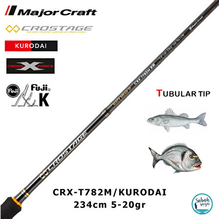 Major Craft Crostage CRX-T782M/Kurodai 234cm 5-20gr (2P) Light Spin Kamış