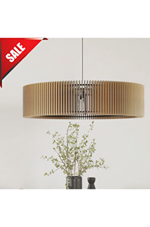 50 CM AHŞAP MODERN RUSTİK BOHEM SALON AVİZESİ