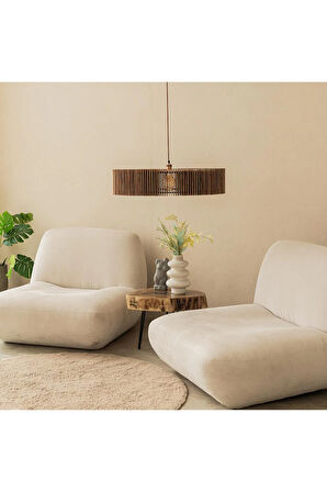 50 CM AHŞAP MODERN RUSTİK BOHEM SALON AVİZESİ