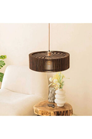 50 CM AHŞAP MODERN RUSTİK BOHEM SALON AVİZESİ