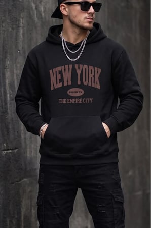 New York Baskılı Oversize Sweatshirt