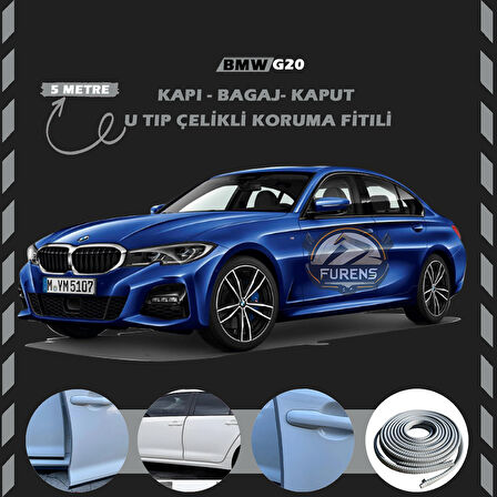 Bmw G20 Oto Araç Kapı Koruma Fitili 5metre Parlak Gri Renk