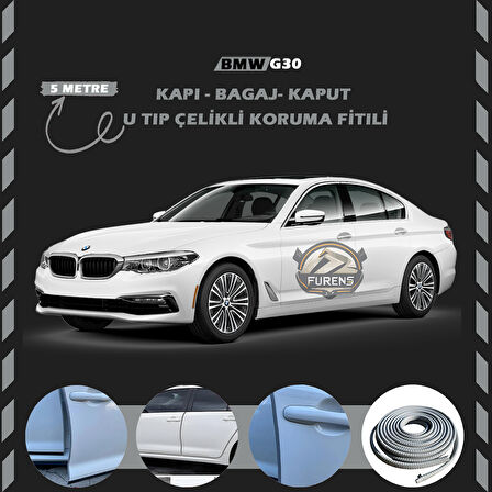 Bmw G30 Oto Araç Kapı Koruma Fitili 5metre Parlak Gri Renk