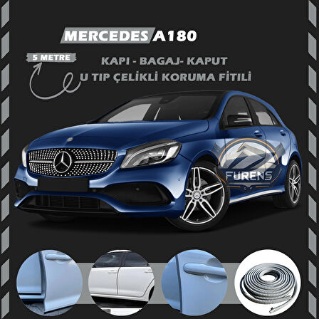 Mercedes A180 Oto Araç Kapı Koruma Fitili 5metre Parlak Gri Renk