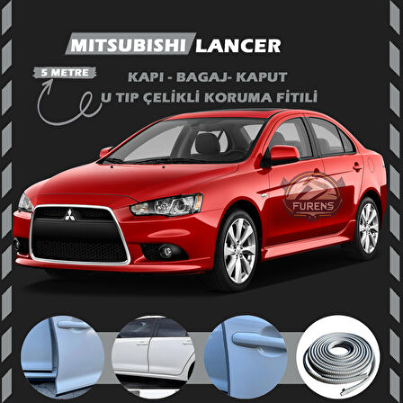 Mitsubishi Lancer Oto Araç Kapı Koruma Fitili 5metre Parlak Gri Renk
