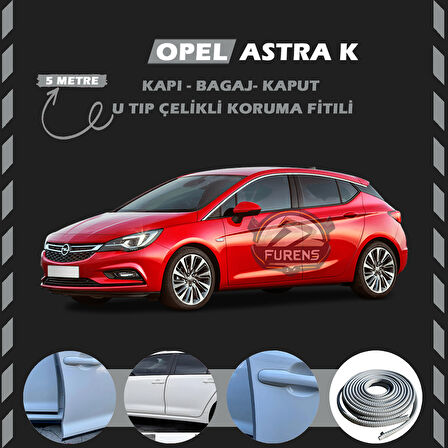 Opel Astra K Oto Araç Kapı Koruma Fitili 5metre Parlak Gri Renk