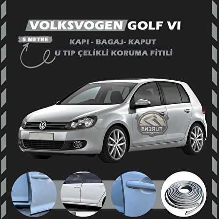 Volksvogen Golf 6 Oto Araç Kapı Koruma Fitili 5metre Parlak Gri Renk