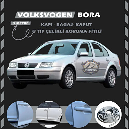 Volksvogen Bora Oto Araç Kapı Koruma Fitili 5metre Parlak Gri Renk