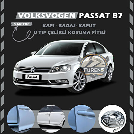 Volksvogen Passat B7 Oto Araç Kapı Koruma Fitili 5metre Parlak Gri Renk