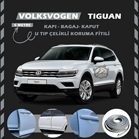 Volksvogen Tiguan Oto Araç Kapı Koruma Fitili 5metre Parlak Gri Renk