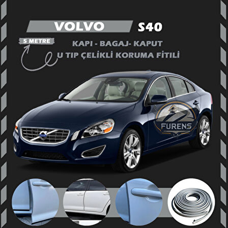 Volvo S40 Oto Araç Kapı Koruma Fitili 5metre Parlak Gri Renk