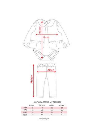 Peluş Yelekli Alttan Çıtçıtlı Body Üçlü Kız Bebek Taytlı Takım