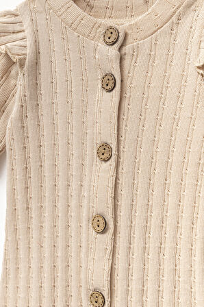 Kız Bebek Pamuklu Uzun Kollu Bandanalı Önden Düğmeli Tulum