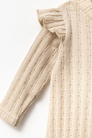 Kız Bebek Pamuklu Uzun Kollu Bandanalı Önden Düğmeli Tulum