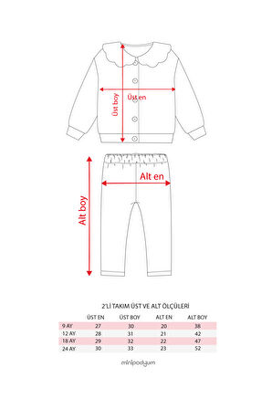 Kız Çocuk Düğmeli Hırka ve İspanyol Paça Taytlı Pamuklu Alt Üst Takım