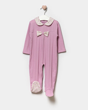 Kız Bebek Fiyonklu Patikli Yeni Doğan Pamuklu Tulum