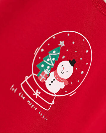 Kız Bebek Çam Ağacı Baskılı Bandanalı Tüllü Yeni Yıl Alttan Çıtçıtlı Body