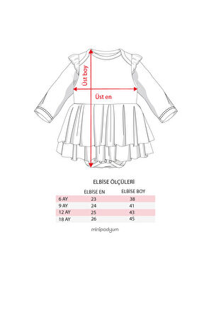 Kız Bebek Baskılı Tüllü Ponponlu Yeni Yıl Alttan Çıtçıtlı Body