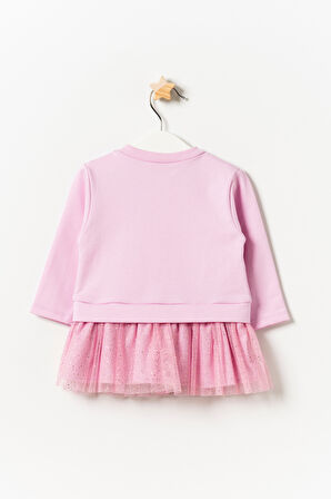 Mevsimlik Uzun Kollu %100 Pamuk Astarlı Kız Bebek Tüllü Elbise