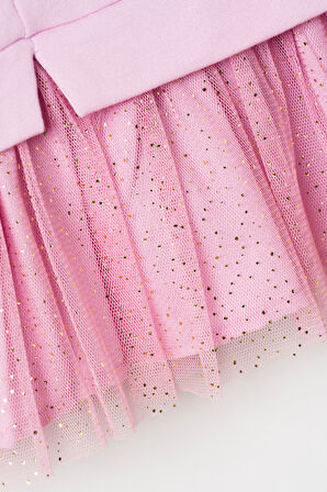 Mevsimlik Uzun Kollu %100 Pamuk Astarlı Kız Bebek Tüllü Elbise