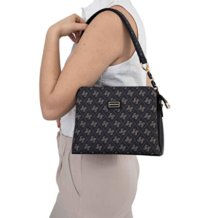 Silver Polo  Kadın Çapraz Çanta 937-45614 SILVER POLO ÇAPRAZ Kadın ÇANTASI M178 FÜME-MAT SİYAH