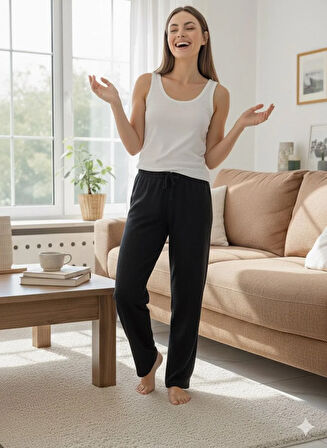 KADIN FİTTİLLİ İNTERLOK PİJAMA ALTI