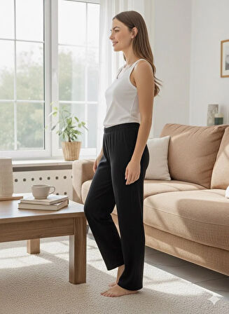 KADIN FİTTİLLİ İNTERLOK PİJAMA ALTI