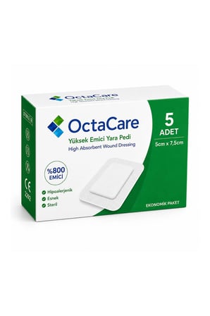 Octacare Steril Yüksek Emici Yara Pedi 5cm×7,5cm (5 Adet)