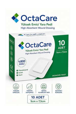Octacare Steril Yüksek Emici Yara Pedi 5cm×7,5cm (10 Adet)
