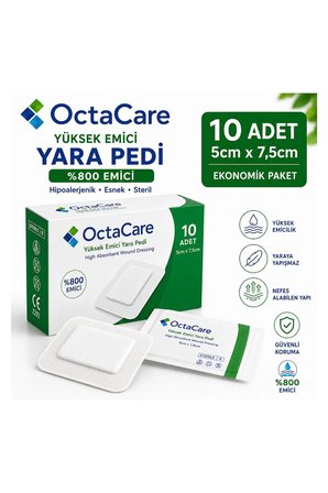Octacare Steril Yüksek Emici Yara Pedi 5cm×7,5cm (10 Adet)