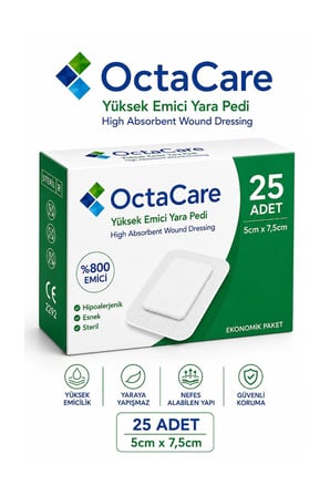 Octacare Steril Yüksek Emici Yara Pedi 5cm×7,5cm (25 Adet)