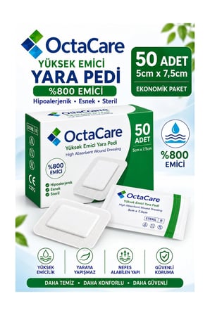 Octacare Steril Yüksek Emici Yara Pedi 5cm×7,5cm (50 Adet)