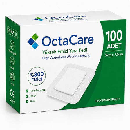 Octacare Steril Yüksek Emici Yara Pedi 5cm×7,5cm (100 Adet)