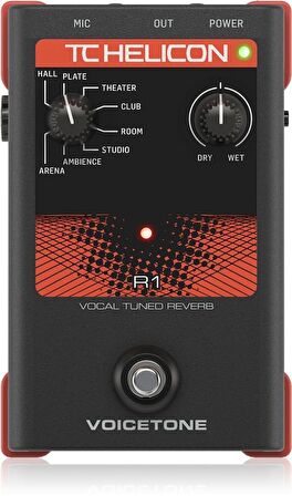 Tc Helicon Voicetone R1 Stüdyo Kalitesinde Canlı Vokal Yankı için Tek Düğmeli Pedal