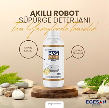 Mas Robot Süpürge Deterjanı Solüsyonu Nergis Kokulu 1000 ML X4 Adet