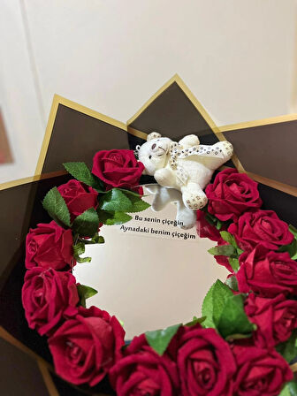 Şans çiçek hediyelik & dekorasyon Ayna buketi kırmızı renk