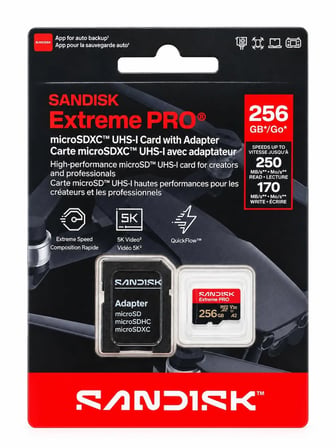 SanDisk Extreme Yeni Versiyon PRO 256GB microSDXC Hafıza Kartı 250MB/s Okuma 170MB/s Yazma V30 U3 A2 + SD Adaptör