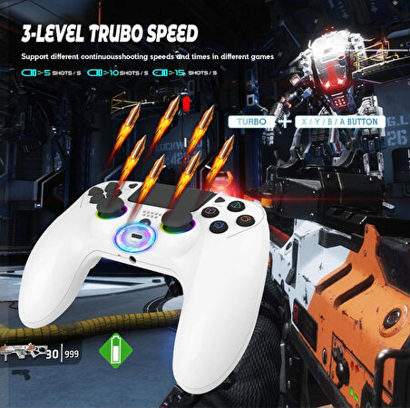 QASUL PS-4 için Kablosuz Kontrol Cihazı Çift Titreşimli RGB LED Gamepad Joystick Yüksek Doğruluk Kontrol