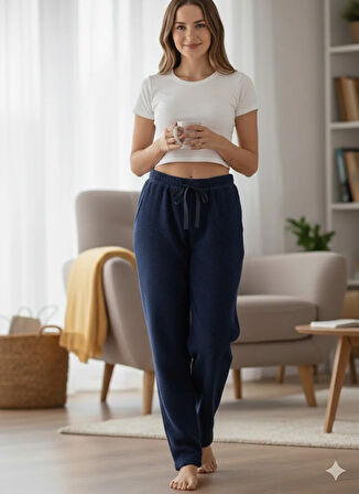 KADIN LACİVERT POLAR PİJAMA ALTI